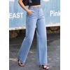 image:imageSidefeel Womens Wide Leg Jeans High Waisted Stretchy Loose Denim PantsSky Blue