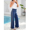 image:imageSidefeel Womens Wide Leg Jeans Patchwork Denim Pants with PocketsBluing