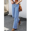 image:imageSidefeel Womens Wide Leg Jeans Patchwork Denim Pants with PocketsLight Blue