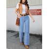 image:imageSidefeel Womens Wide Leg Jeans Patchwork Denim Pants with PocketsLight Blue