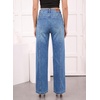 image:imageSidefeel Womens Wide Leg Pearl Jeans High Waisted Rhinestone Denim PantsLight Blue