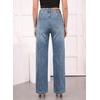 image:imageSidefeel Womens Wide Leg Pearl Jeans High Waisted Rhinestone Denim PantsVintage Blue