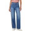 image:imageSidefeel Straight Leg High Waisted Button Rhinestone Jeans for Women TrendyDark Blue