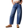 image:imageSidefeel Womens Barrel Jeans Wide Leg Mid Rise Y2k Ankle Denim PantsBlue