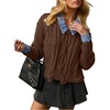image:imageSidefeel Womens Patchwork Pullover Chunky SweatersBrown