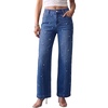 image:imageSidefeel Womens Wide Leg Pearl Jeans High Waisted Rhinestone Denim PantsDark Blue