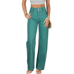 image:imageSidefeel Jeans for Women High Waisted Straight Leg Denim PantsLake Green