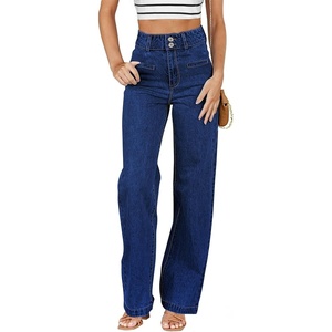 image:imageSidefeel Jeans for Women High Waisted Straight Leg Denim PantsNavy Blue