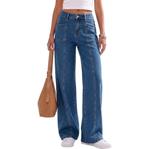 image:imageSidefeel Womens High Waisted Jeans Loose Fit Wide Leg Denim PantsDark Blue