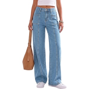 image:imageSidefeel Womens High Waisted Jeans Loose Fit Wide Leg Denim PantsIceland Blue