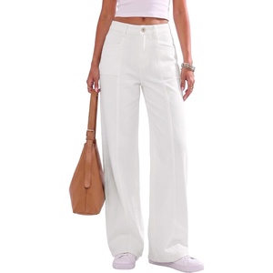 image:imageSidefeel Womens High Waisted Jeans Loose Fit Wide Leg Denim PantsWhite