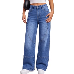 image:imageSidefeel Womens High Waisted Wide Leg Jeans Loose Stretchy Denim PantsBlue