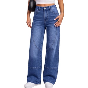 image:imageSidefeel Womens High Waisted Wide Leg Jeans Loose Stretchy Denim PantsDark Blue