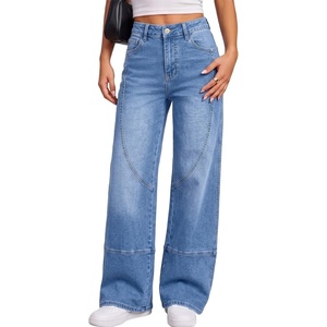 image:imageSidefeel Womens High Waisted Wide Leg Jeans Loose Stretchy Denim PantsLight Blue