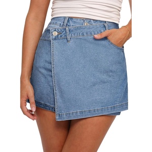 image:imageSidefeel Womens Jean Skirt High Waisted Wrap Denim SkortIceland Blue