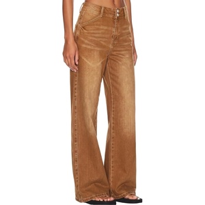image:imageSidefeel Womens Wide Leg Jeans High Waisted Denim PantsBrown