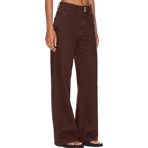 image:imageSidefeel Womens Wide Leg Jeans High Waisted Denim PantsChicory Coffee