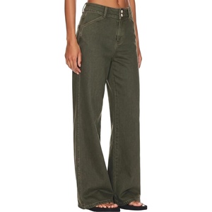 image:imageSidefeel Womens Wide Leg Jeans High Waisted Denim PantsGreen