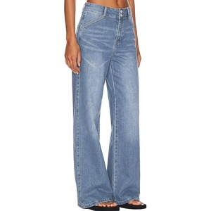 image:imageSidefeel Womens Wide Leg Jeans High Waisted Denim PantsIceland Blue