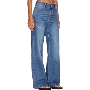 image:imageSidefeel Womens Wide Leg Jeans High Waisted Denim PantsLight Blue