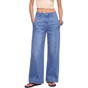 image:imageSidefeel Womens Wide Leg Jeans High Waisted Stretchy Loose Denim PantsLight Blue