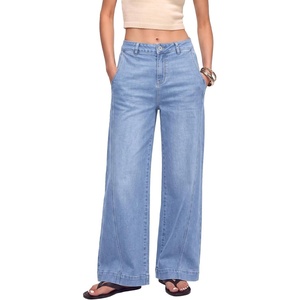 image:imageSidefeel Womens Wide Leg Jeans High Waisted Stretchy Loose Denim PantsSky Blue