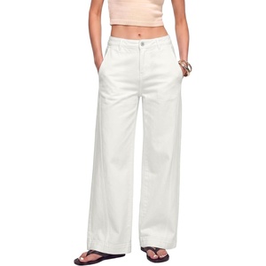 image:imageSidefeel Womens Wide Leg Jeans High Waisted Stretchy Loose Denim PantsWhite