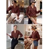 image:imageSidefeel Button Down Corduroy Blouses for WomenBurgundy