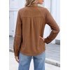 image:imageSidefeel Button Down Corduroy Blouses for WomenCoffee