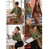 image:imageSidefeel Button Down Corduroy Blouses for WomenGreen