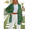 image:imageSidefeel Open Front Striped Cardigan Sweaters for WomenBlackish Green