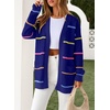 image:imageSidefeel Open Front Striped Cardigan Sweaters for WomenBluing