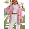 image:imageSidefeel Open Front Striped Cardigan Sweaters for WomenPink