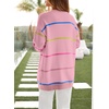 image:imageSidefeel Open Front Striped Cardigan Sweaters for WomenPink