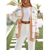 image:imageSidefeel Open Front Striped Cardigan Sweaters for WomenWhite
