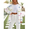 image:imageSidefeel Open Front Striped Cardigan Sweaters for WomenWhite Beige