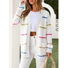 image:imageSidefeel Open Front Striped Cardigan Sweaters for WomenWhite Beige