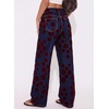 image:imageSidefeel Wide Leg Jeans for Women Flocking Flower High Waist Denim PantsBlue Red