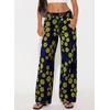 image:imageSidefeel Wide Leg Jeans for Women Flocking Flower High Waist Denim PantsGold