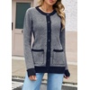 image:imageSidefeel Womens Button Down Plaid Cardigan Sweater Fall OutfitDark Blue