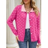 image:imageSidefeel Womens Button Up Collared Knit Cardigan SweatersRose Red