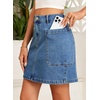 image:imageSidefeel Womens Cargo Pocket Straight Denim SkirtLight Blue