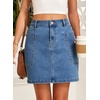 image:imageSidefeel Womens Cargo Pocket Straight Denim SkirtLight Blue
