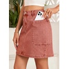 image:imageSidefeel Womens Cargo Pocket Straight Denim SkirtMineral Red