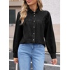 image:imageSidefeel Womens Denim Shirt Button Down Long Sleeve Jean Blouses TopsBlack