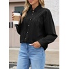 image:imageSidefeel Womens Denim Shirt Button Down Long Sleeve Jean Blouses TopsBlack