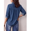 image:imageSidefeel Womens Denim Shirt Button Down Long Sleeve Jean Blouses TopsBlue