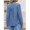 image:imageSidefeel Womens Denim Shirt Button Down Long Sleeve Jean Blouses TopsLight Blue