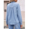 image:imageSidefeel Womens Denim Shirt Button Down Long Sleeve Jean Blouses TopsSky Blue