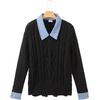 image:imageSidefeel Womens Fall Sweaters Collared Jumper TopsBlack